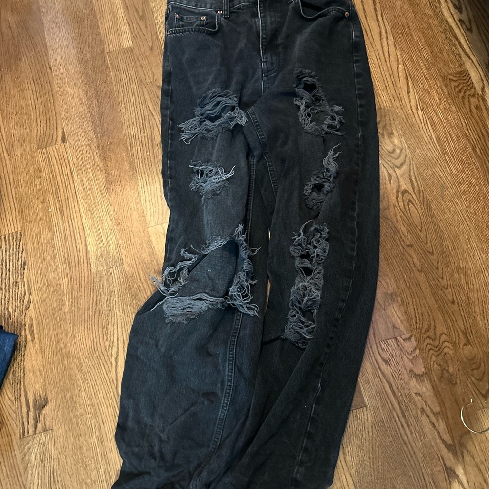 Hollister Black Distressed Bootcut Jeans